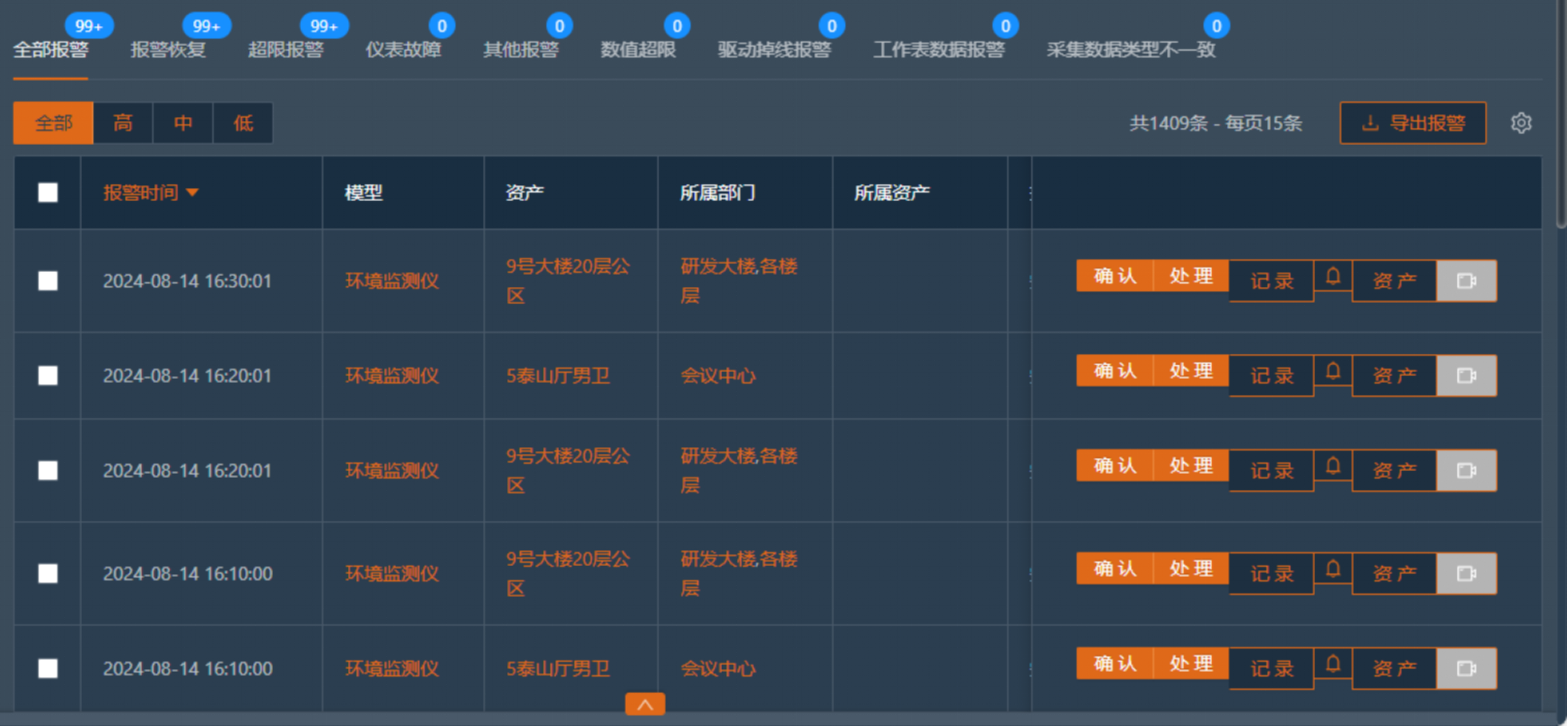 智能预警界面